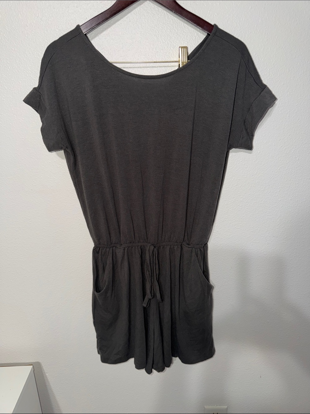 Zenana Outfitters Charcoal Short Sleeve Romper